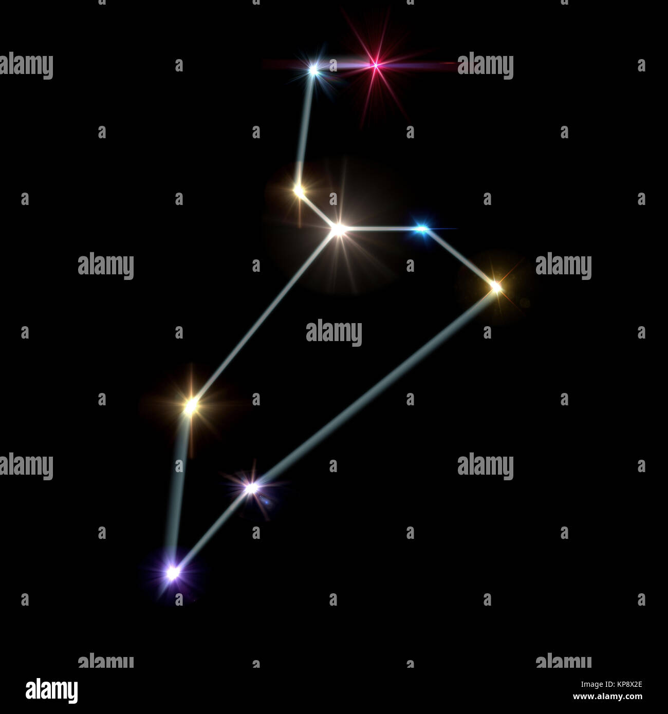 5 Leo Horoskope mit schwarzem Hintergrund Stockfoto