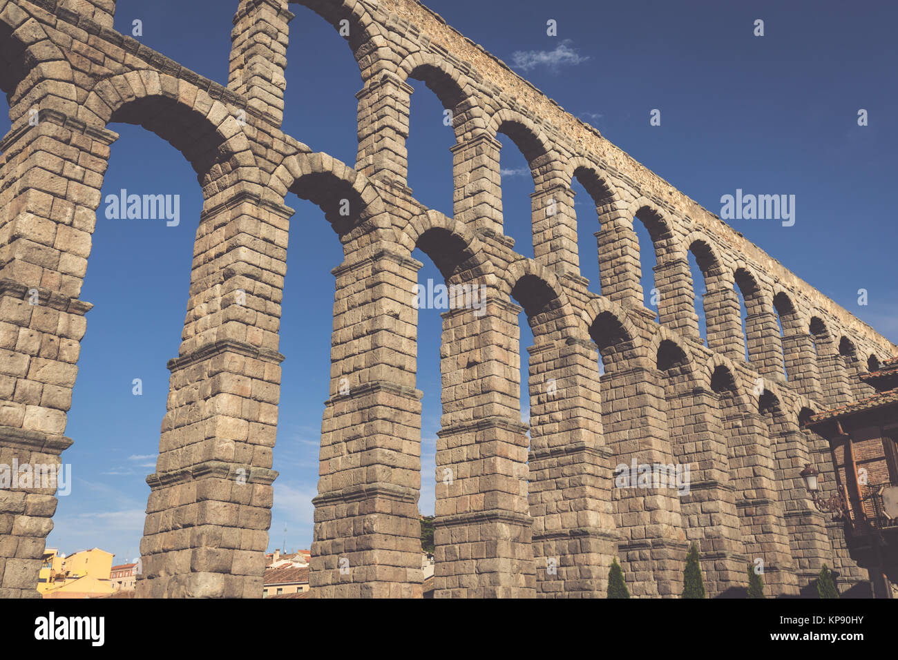Die berühmten antiken Aquädukt in Segovia Castilla y Leon, Spanien Stockfoto