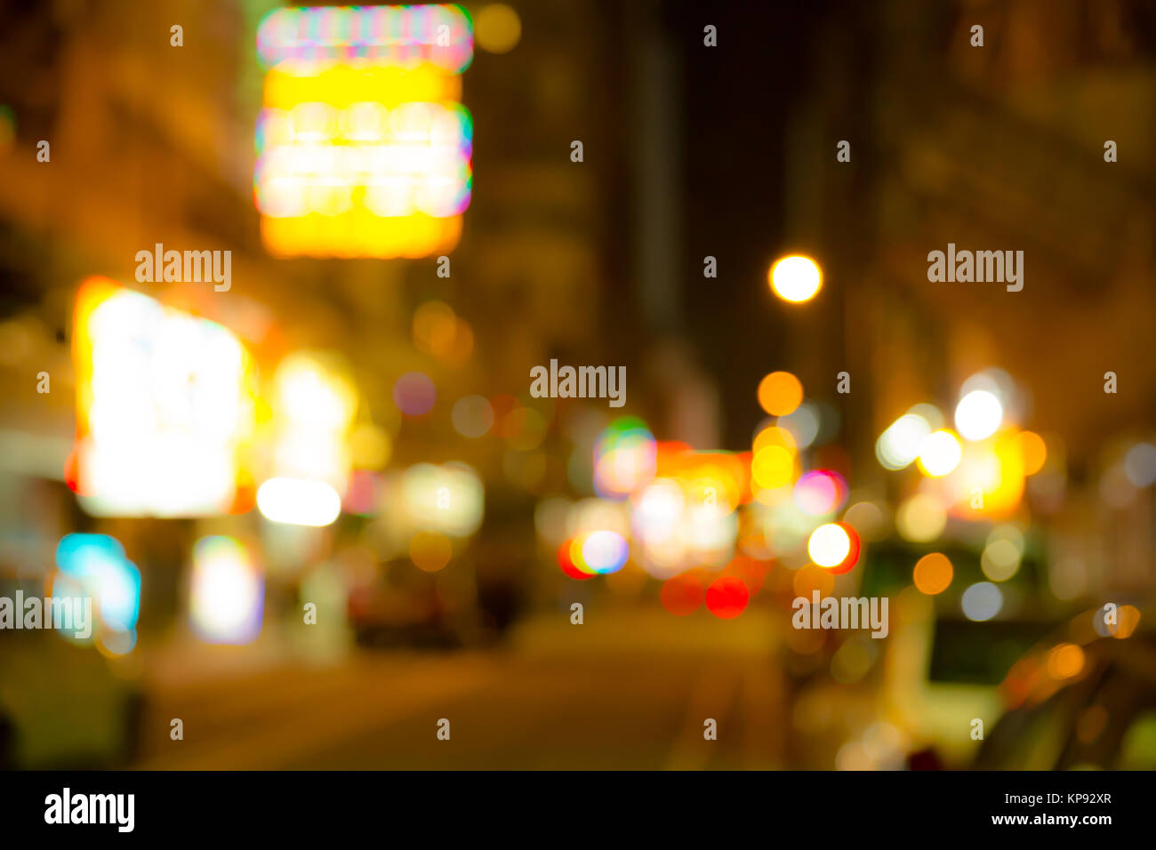 Blur Nacht bunte Stadt in Hongkong reisen Straße Straße abstract für Hintergrund Stockfoto
