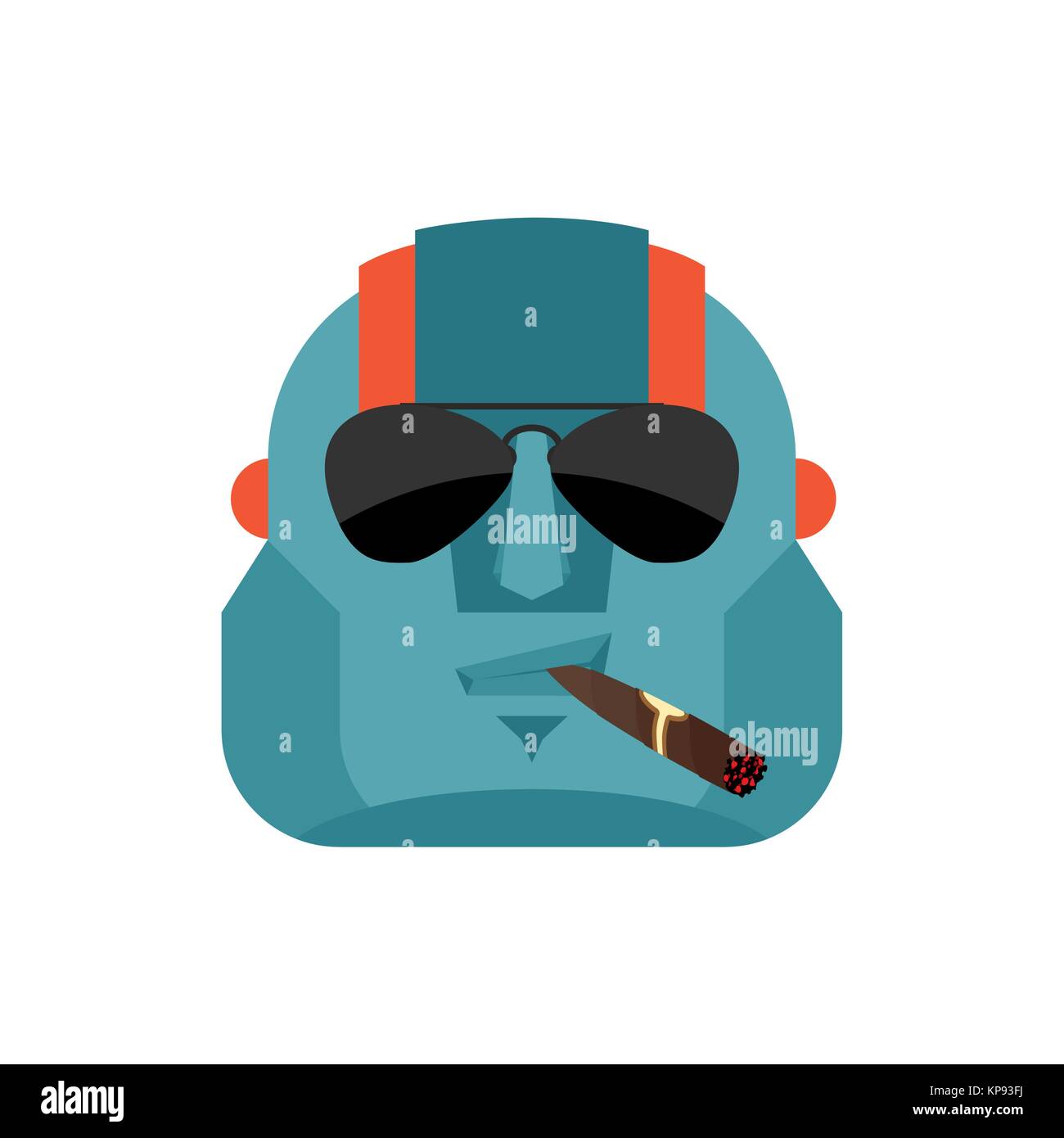 Roboter Cool ernst Avatar der Emotionen. Cyborg rauchen Zigarre emoji. Robotic Mann streng. Vector Illustration Stock Vektor