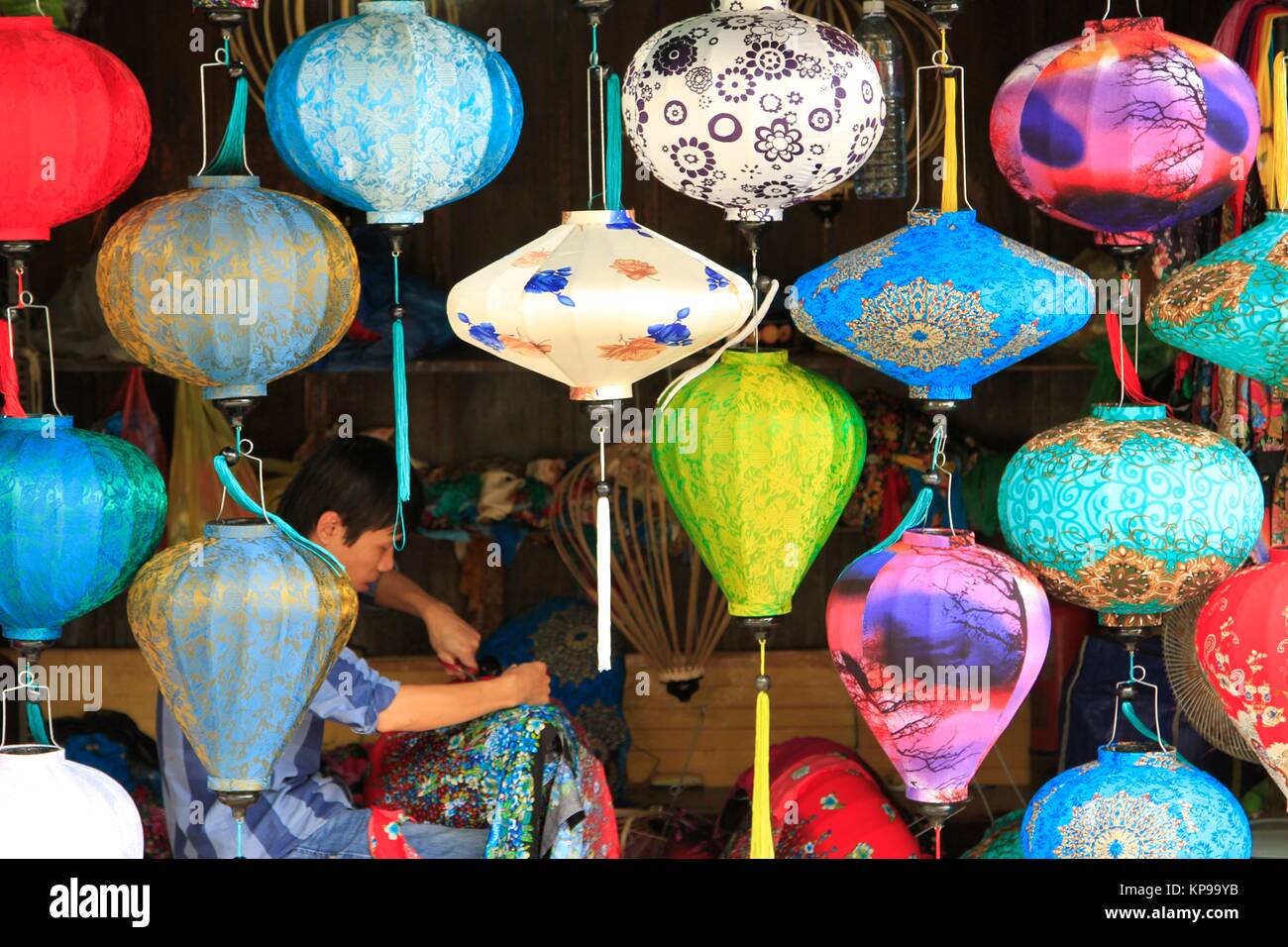 Hoi An Laternen Shop Anzeige, Central Vietnam Stockfoto