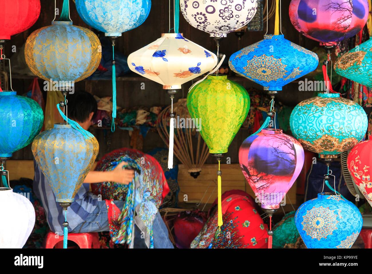 Hoi An Laternen Shop Anzeige, Central Vietnam Stockfoto