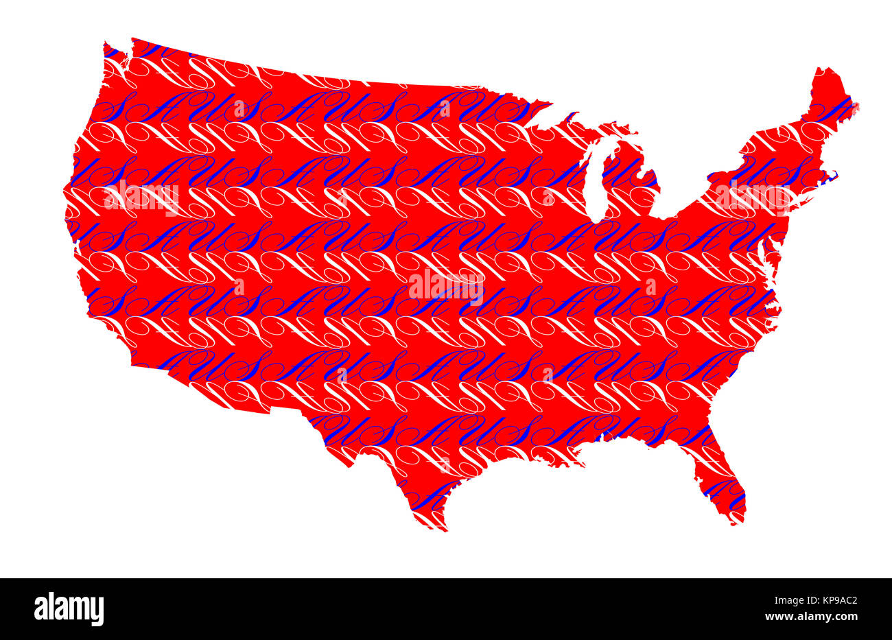 USA Karte Texthintergrund Stockfoto