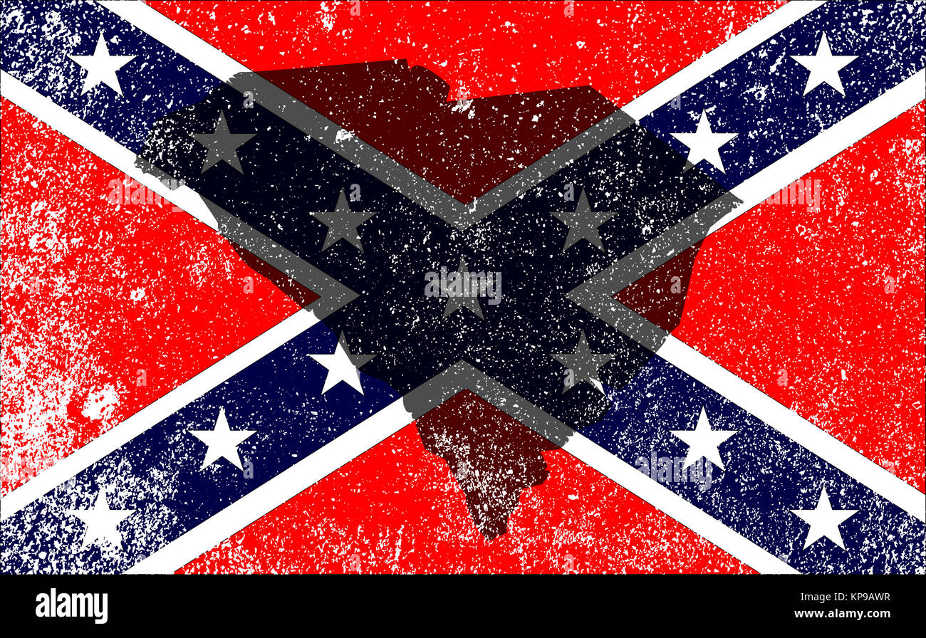 Rebel Bürgerkrieg Flagge mit Karte von South Carolina Stockfoto