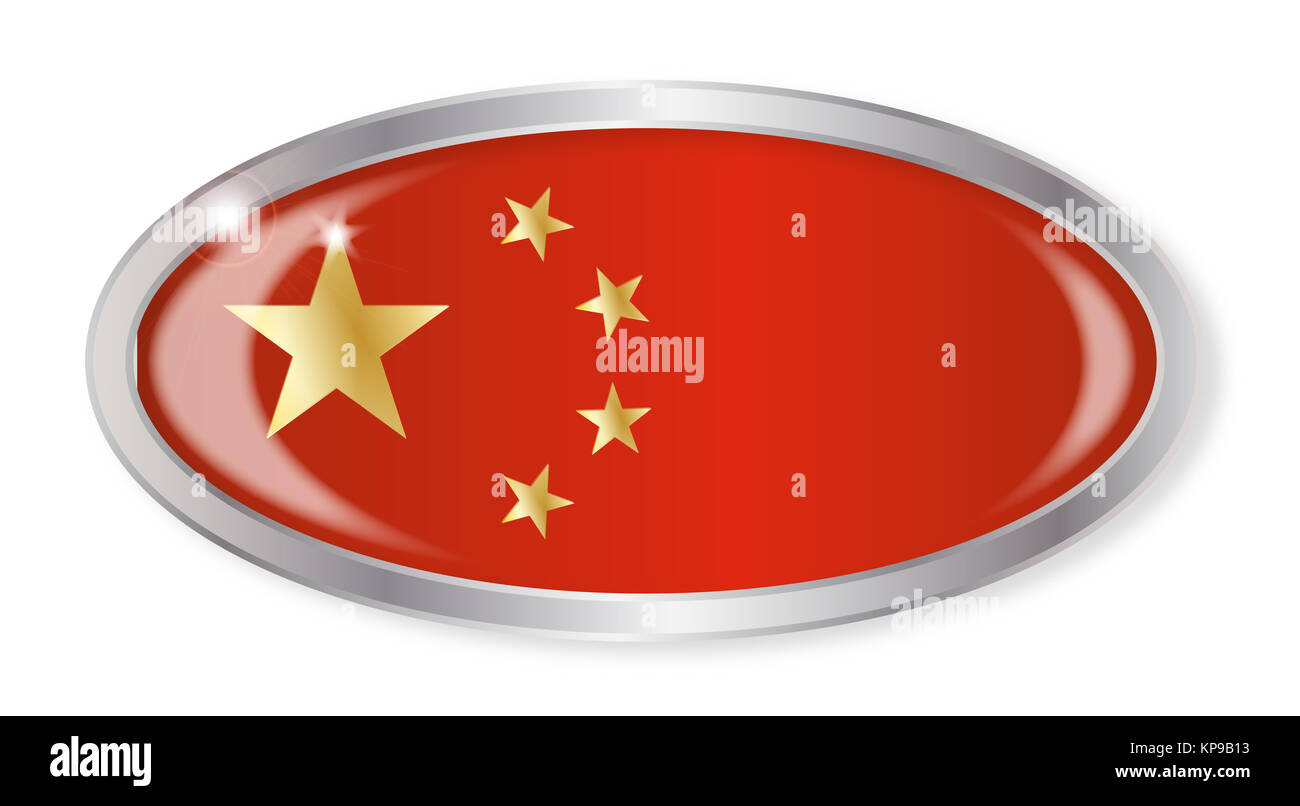 Chinesische Flagge ovale Schaltfläche Stockfoto