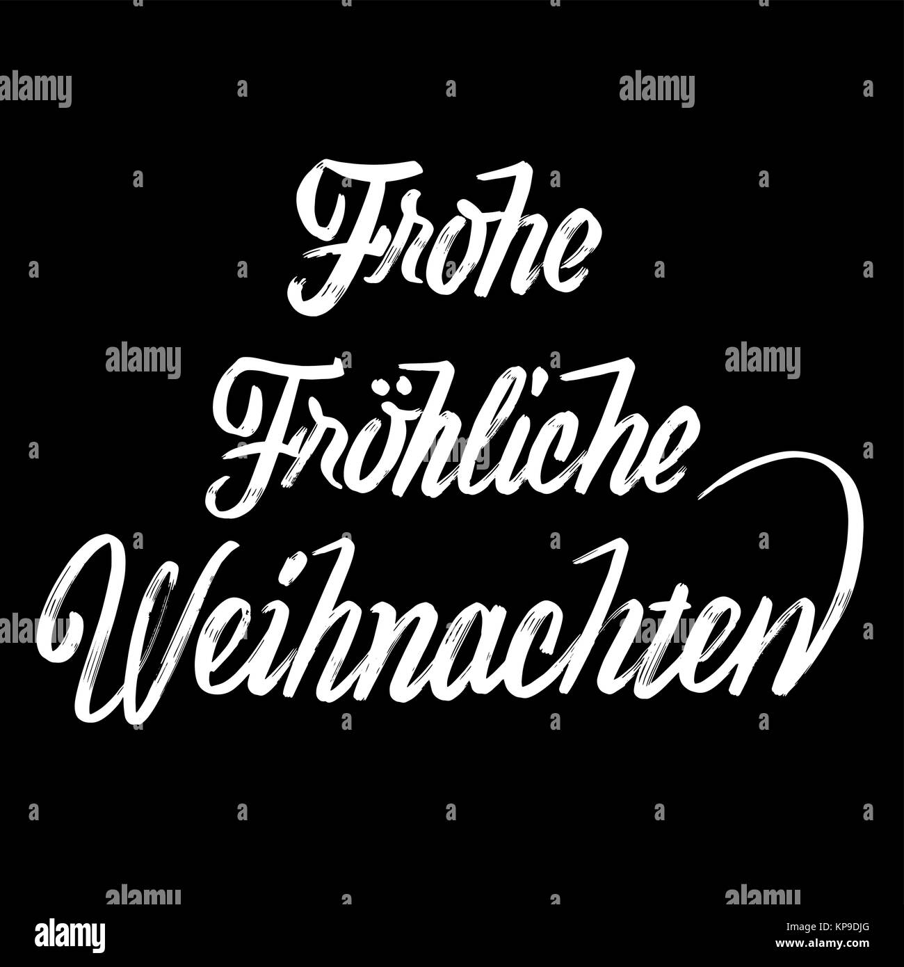 Fröhliche frohe Weihnachten Schrift in deutscher Sprache, handgefertigte typografischen Schriftzug. Kalligrafische Vektor Skizze. Stock Vektor