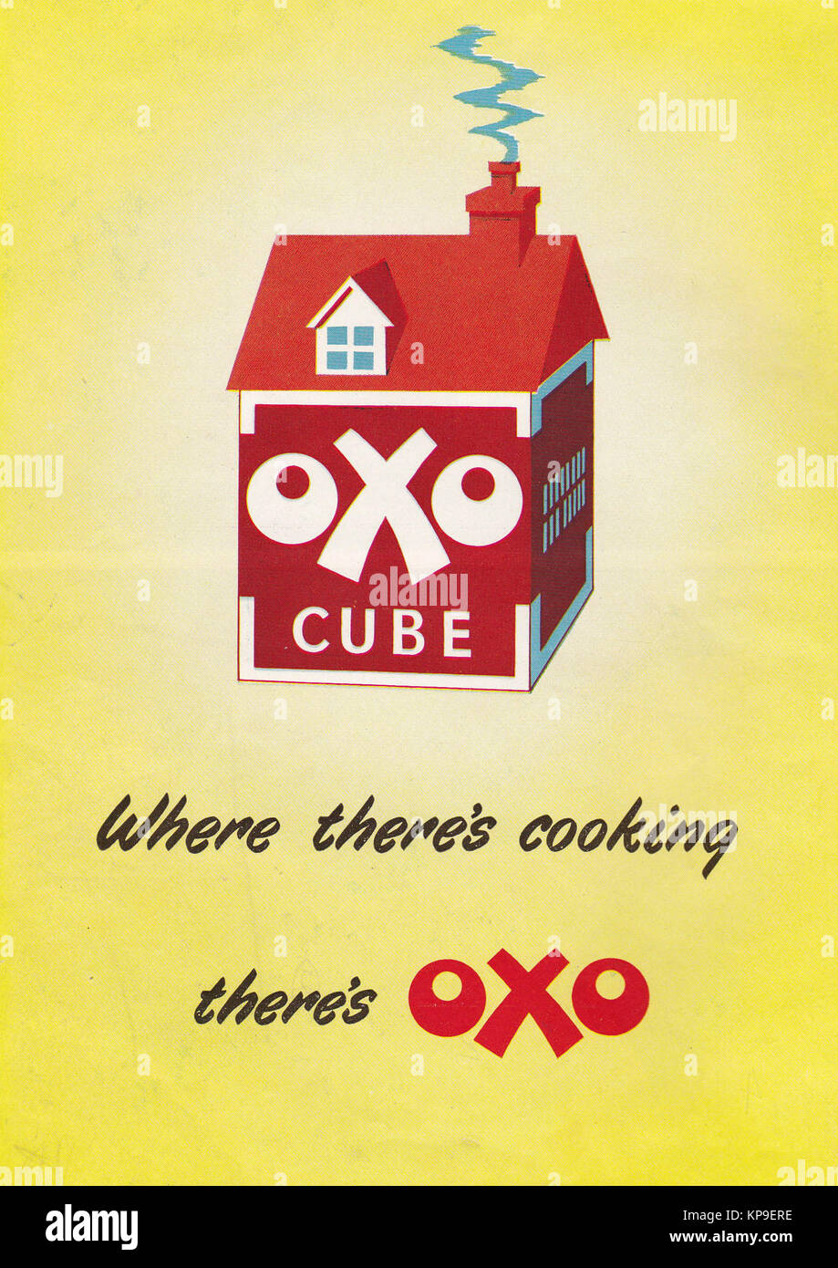 Anzeige für Oxo Cube Stockfoto