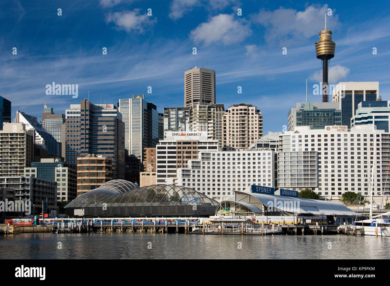 Skyline von Sydney in Darling Harbour in Sydney in New South Wales, Australien. Stockfoto