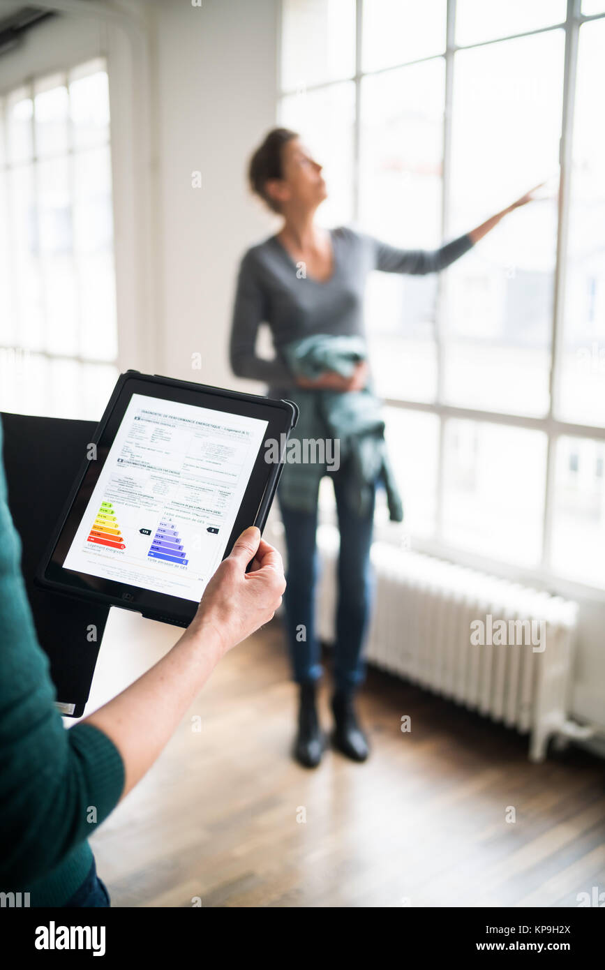 Diagnose der Energieeffizienz. Stockfoto