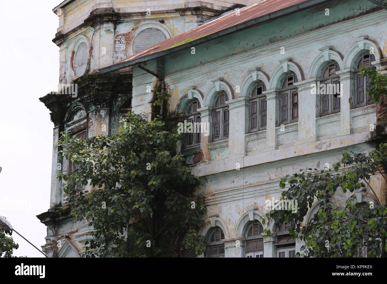 Koloniale Gebäude von Yangon Stockfoto