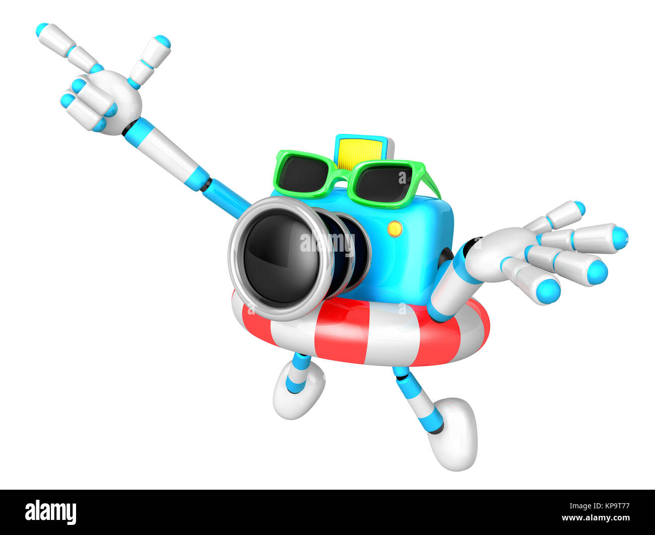 Sky fertigen Kamera Charakter springen im Gummiring. Erstellen Sie 3D  Kamera-Roboter-Serie Stockfotografie - Alamy