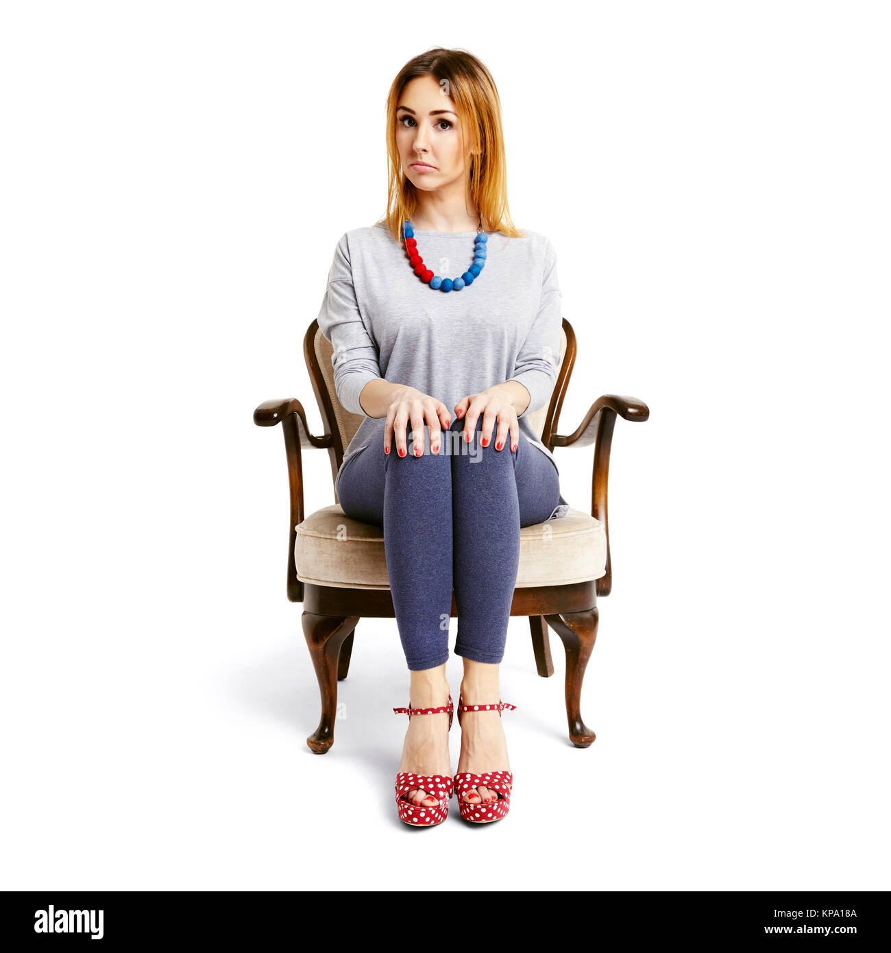 Ernst Frau Stockfoto