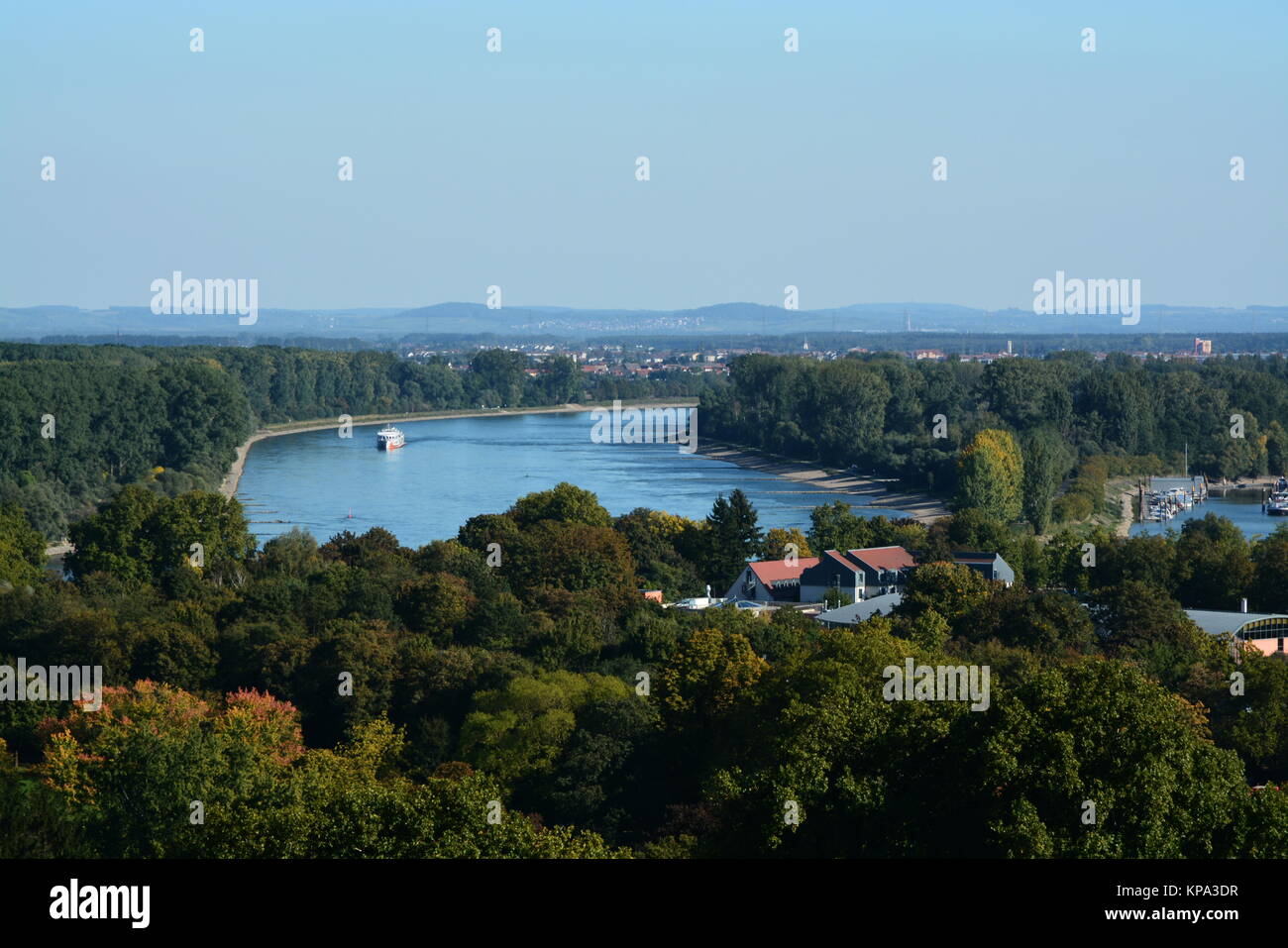 Blick auf den Rhein vom Speyer Dom Stockfoto