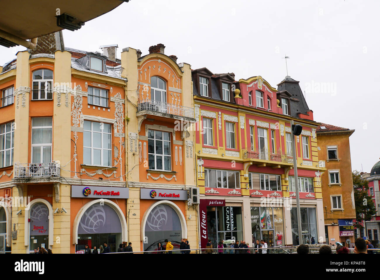Fassade eines Gebäudes, Plovdiv, Bulgarien Stockfoto