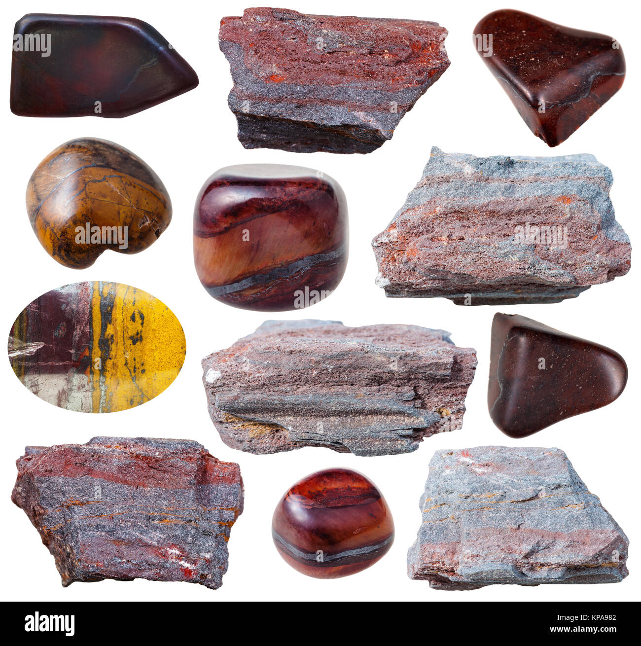 Verschiedene eisenhaltiges Quarzit (jaspillite) Steine Stockfoto