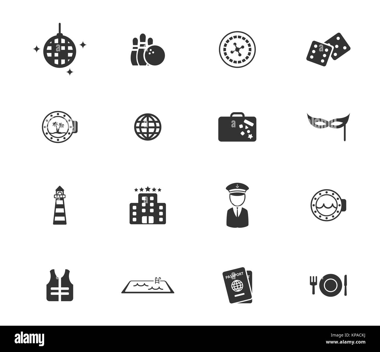 Kreuzfahrt einfach Symbole Stockfoto