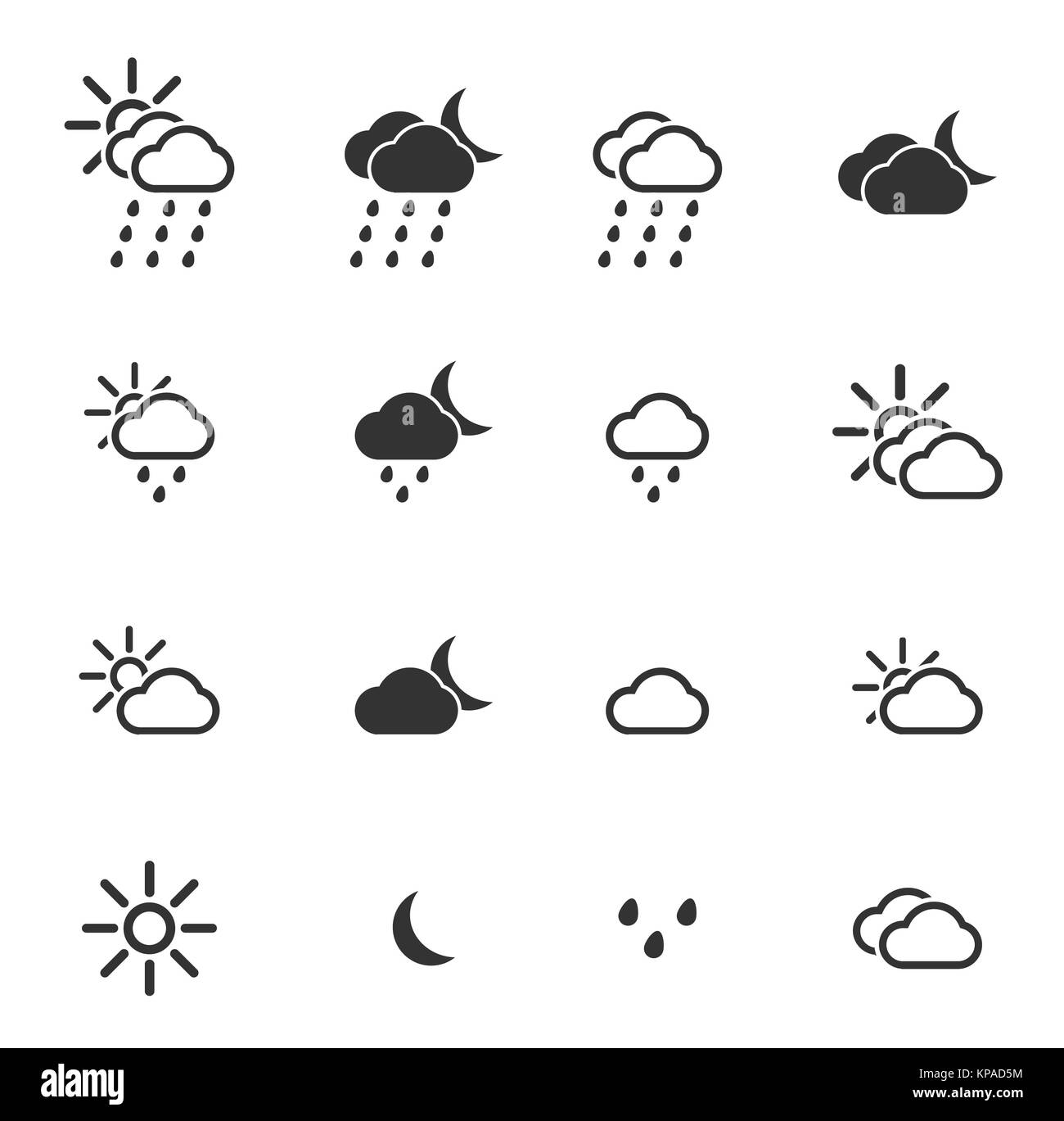 Das Wetter einfach Symbole Stockfoto