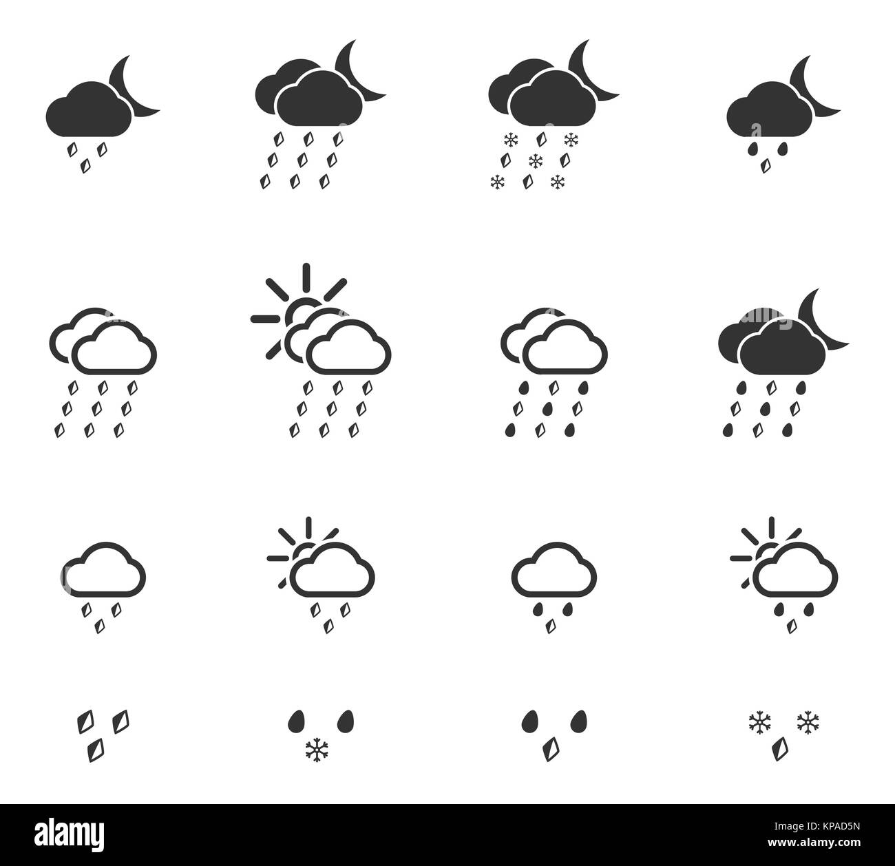 Das Wetter einfach Symbole Stockfoto