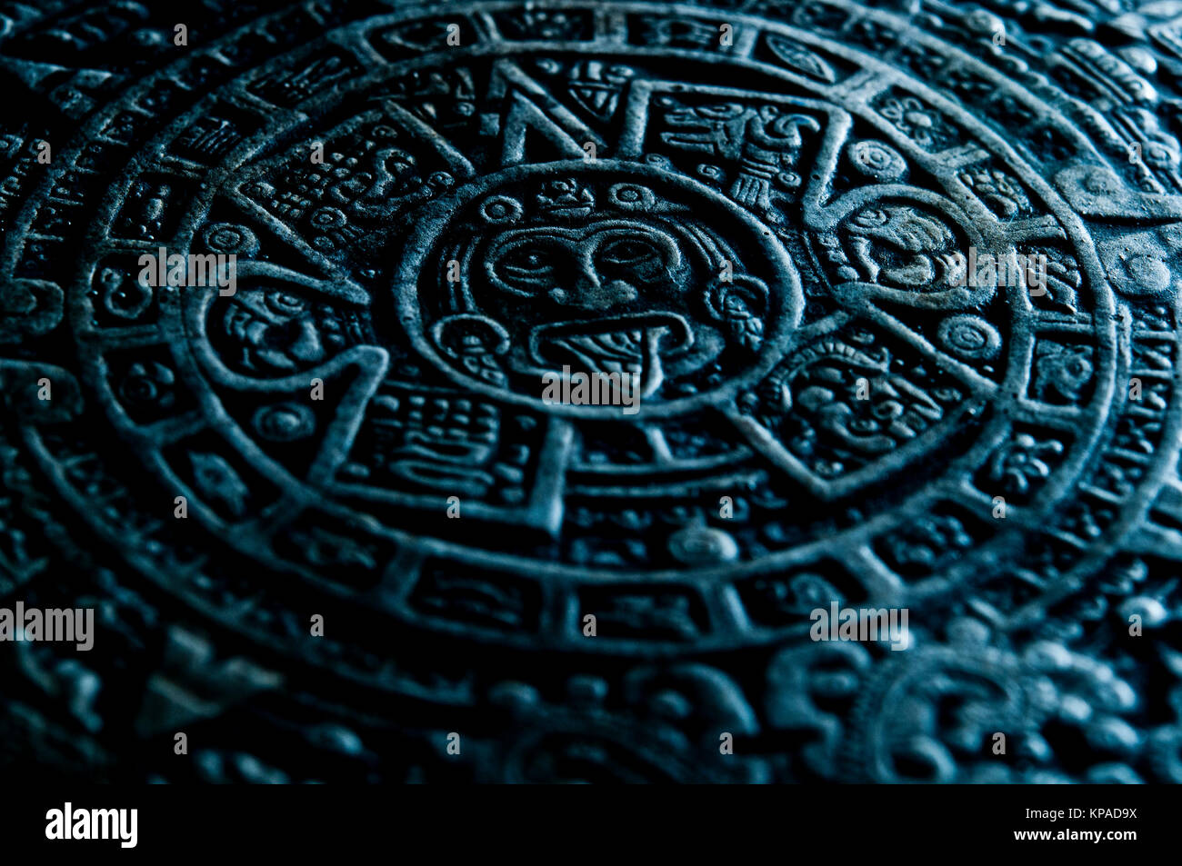 Aztekische Kalender Stein detail Stockfoto