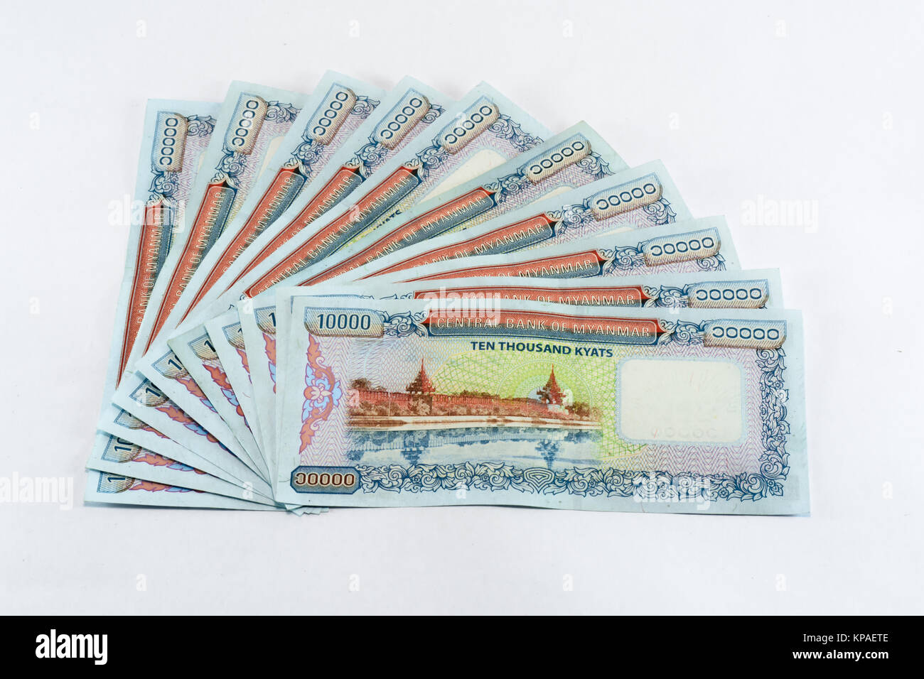 Closeup Foto von Myanmar Geld zurück Seite, es heißt KYAT Stockfoto