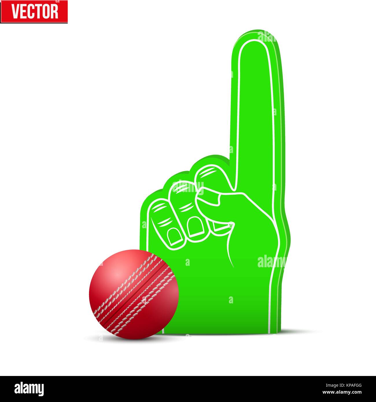 Cricket Sport Schaum Finger und Kugel Stock Vektor