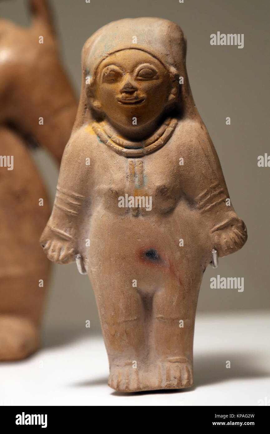 Prä-inka-Ära. Jama-Coaque Kultur. Ecuador 535 BC - 400 AD. Keramik weibliche Figur. Museum der Cutures der Welt. Spanien Stockfoto