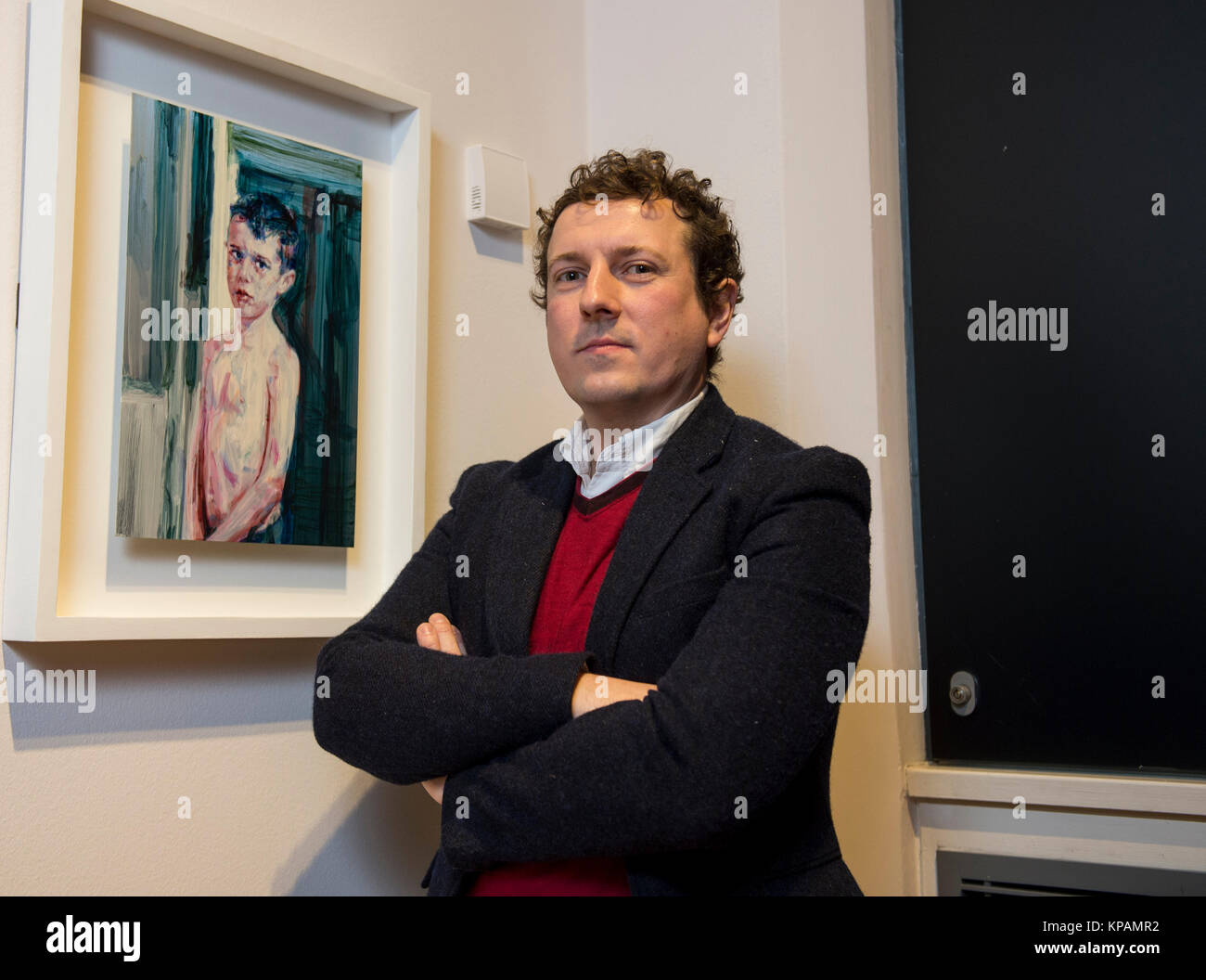 Edinburgh, Großbritannien. 14. Dezember, 2017. Gewinner des BP Travel Award 2017, Casper Weiß, mit seiner Arbeit 'Jack' auf Material lackiert als 2017 BP Portrait Awards Ausstellung in der Scottish National Portrait Gallery geöffnet. Ian Jacobs/Alamy leben Nachrichten Stockfoto