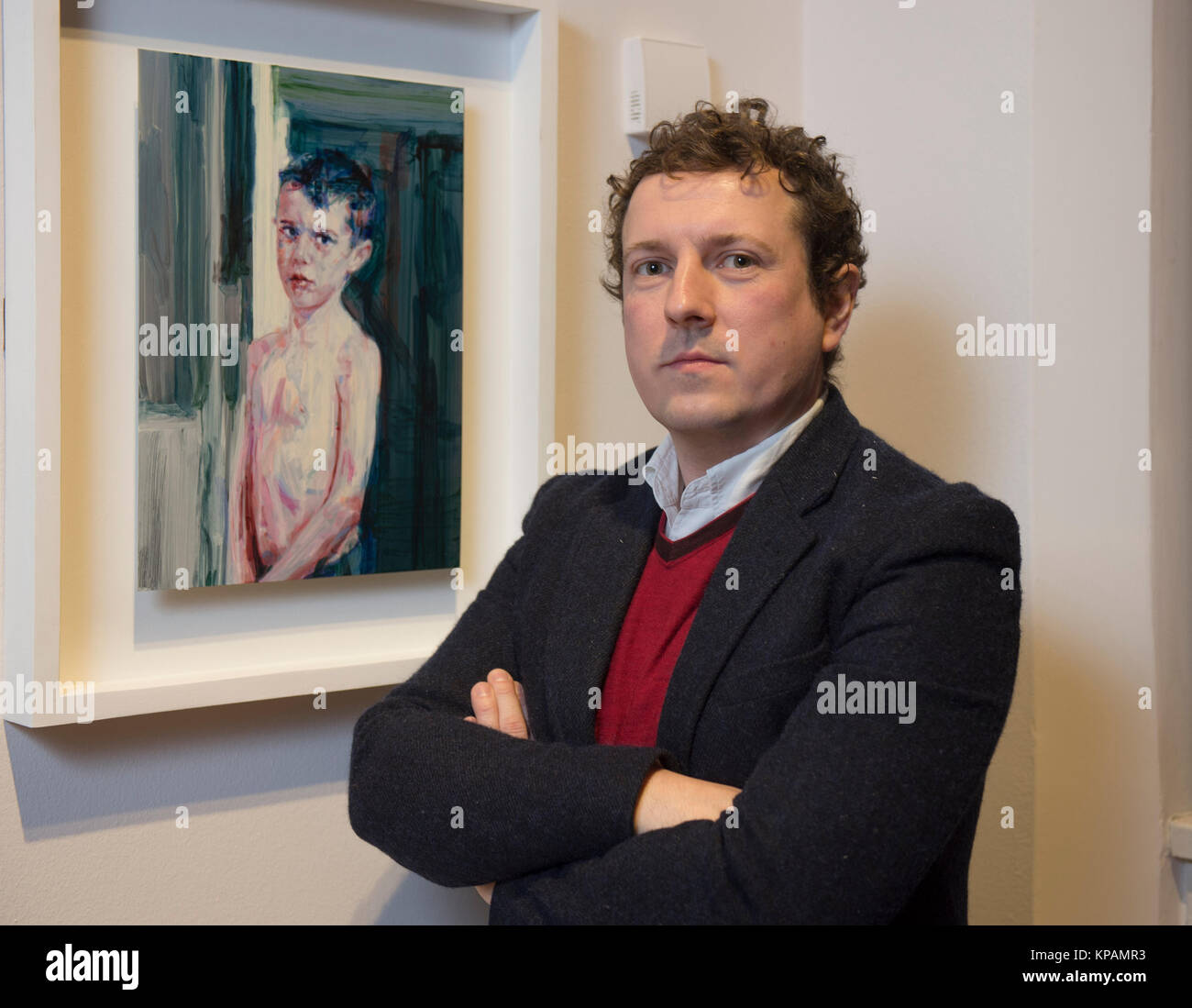 Edinburgh, Großbritannien. 14. Dezember, 2017. Gewinner des BP Travel Award 2017, Casper Weiß, mit seiner Arbeit 'Jack' auf Material lackiert als 2017 BP Portrait Awards Ausstellung in der Scottish National Portrait Gallery geöffnet. Ian Jacobs/Alamy leben Nachrichten Stockfoto