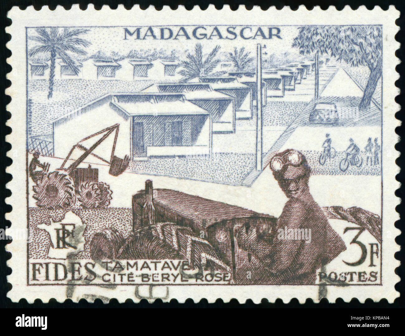 Madagaskar - ca. 1985: einen Stempel in Madagaskar zeigt Bauer gedruckt, ca. 1985 Stockfoto