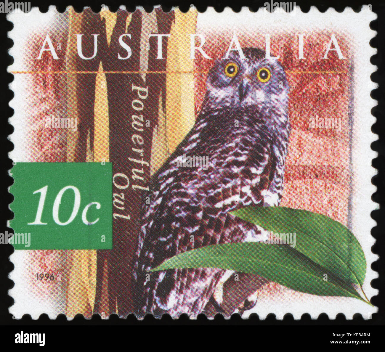 Australien - ca. 1996: eine stornierte Briefmarke aus Australien, leistungsstarke Eule, 1996 ausgestellt. Stockfoto