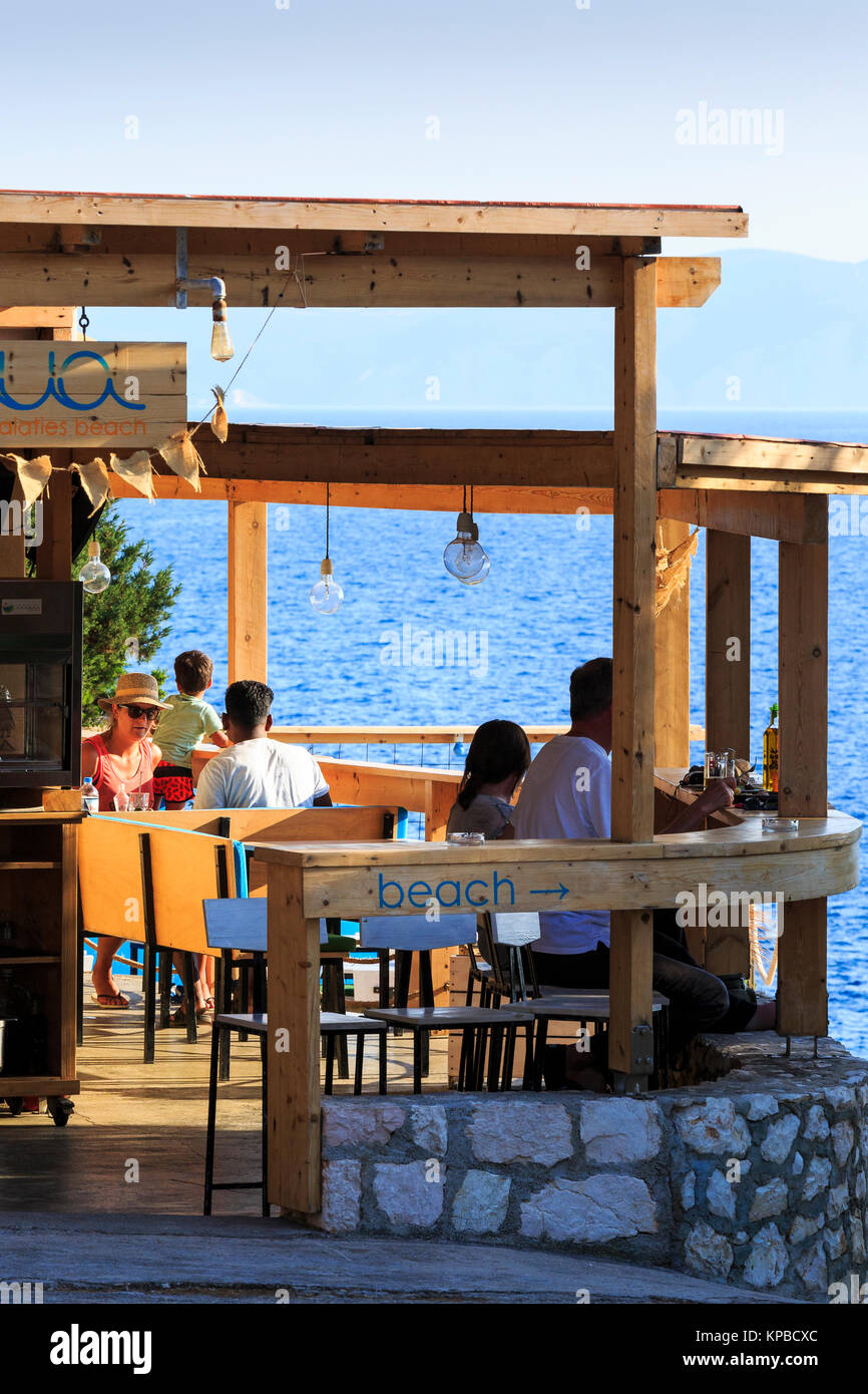Beach Bar, Alaties Strand, Kefalonia, Griechenland Stockfotografie Alamy