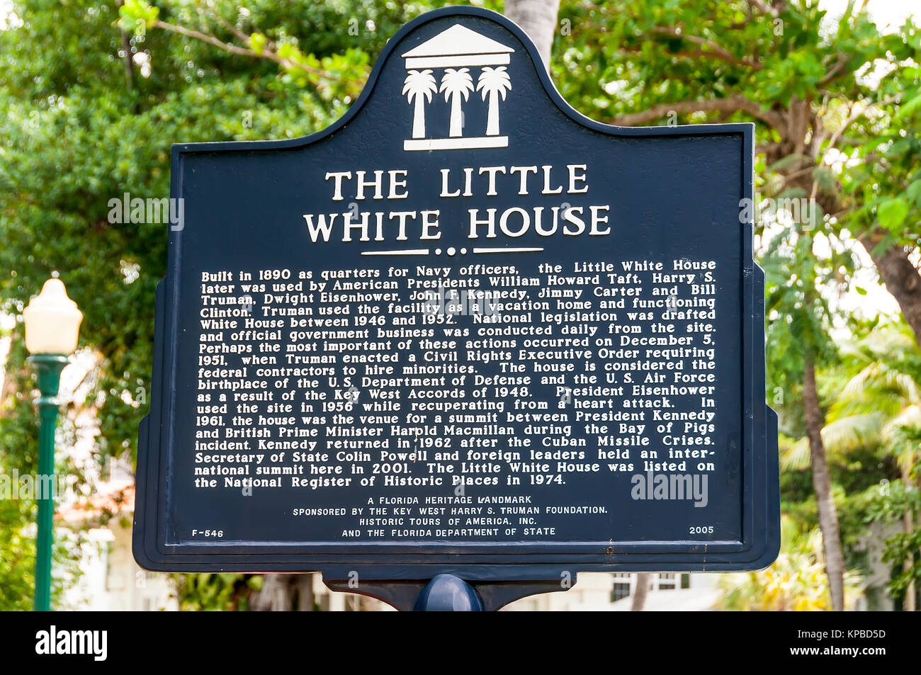 Die kleine weiße Haus historische Markierung, Key West, Florida Stockfoto