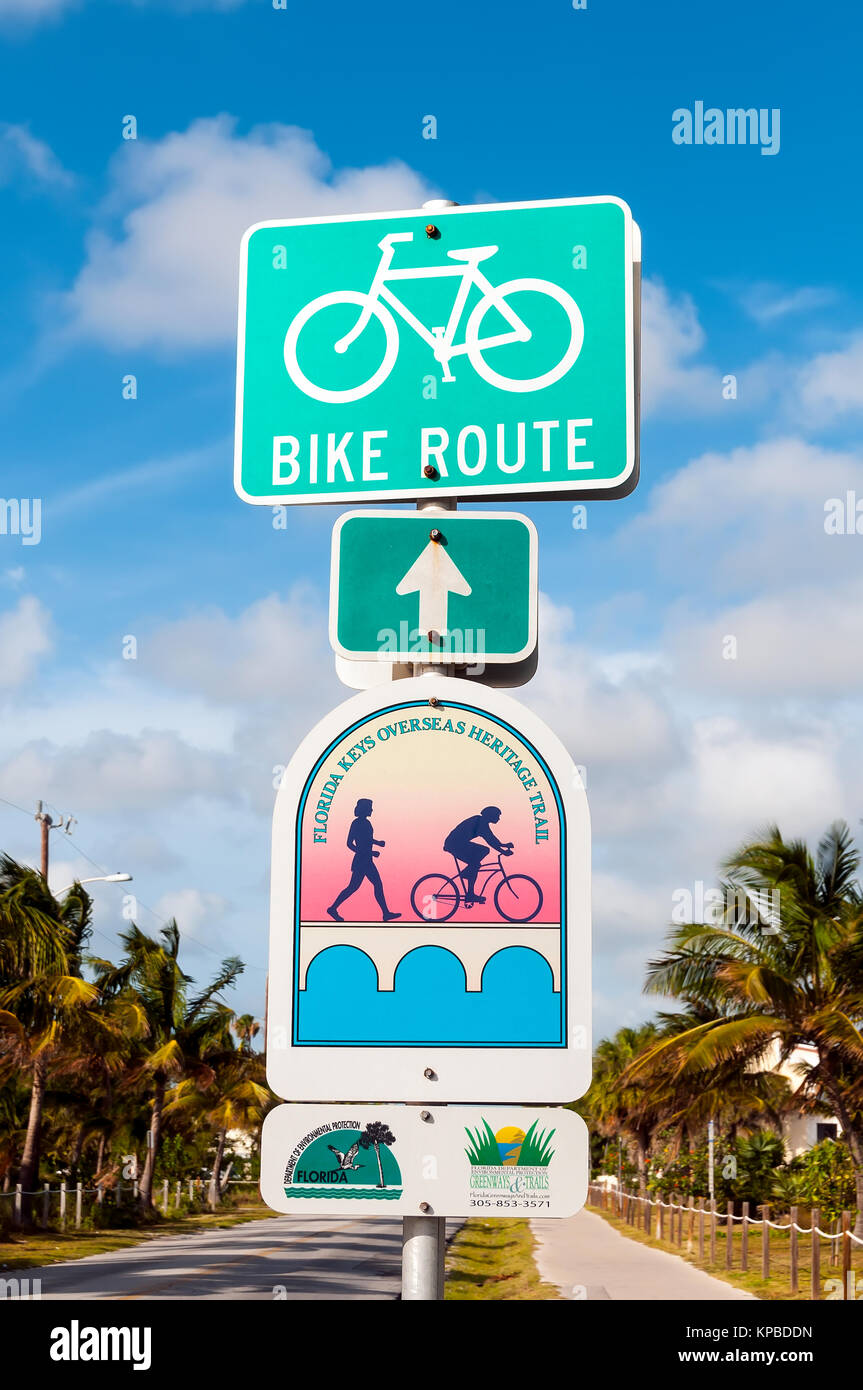 Florida Keys in Übersee Heritage Trail Bike route Zeichen, Key West, Florida Stockfoto