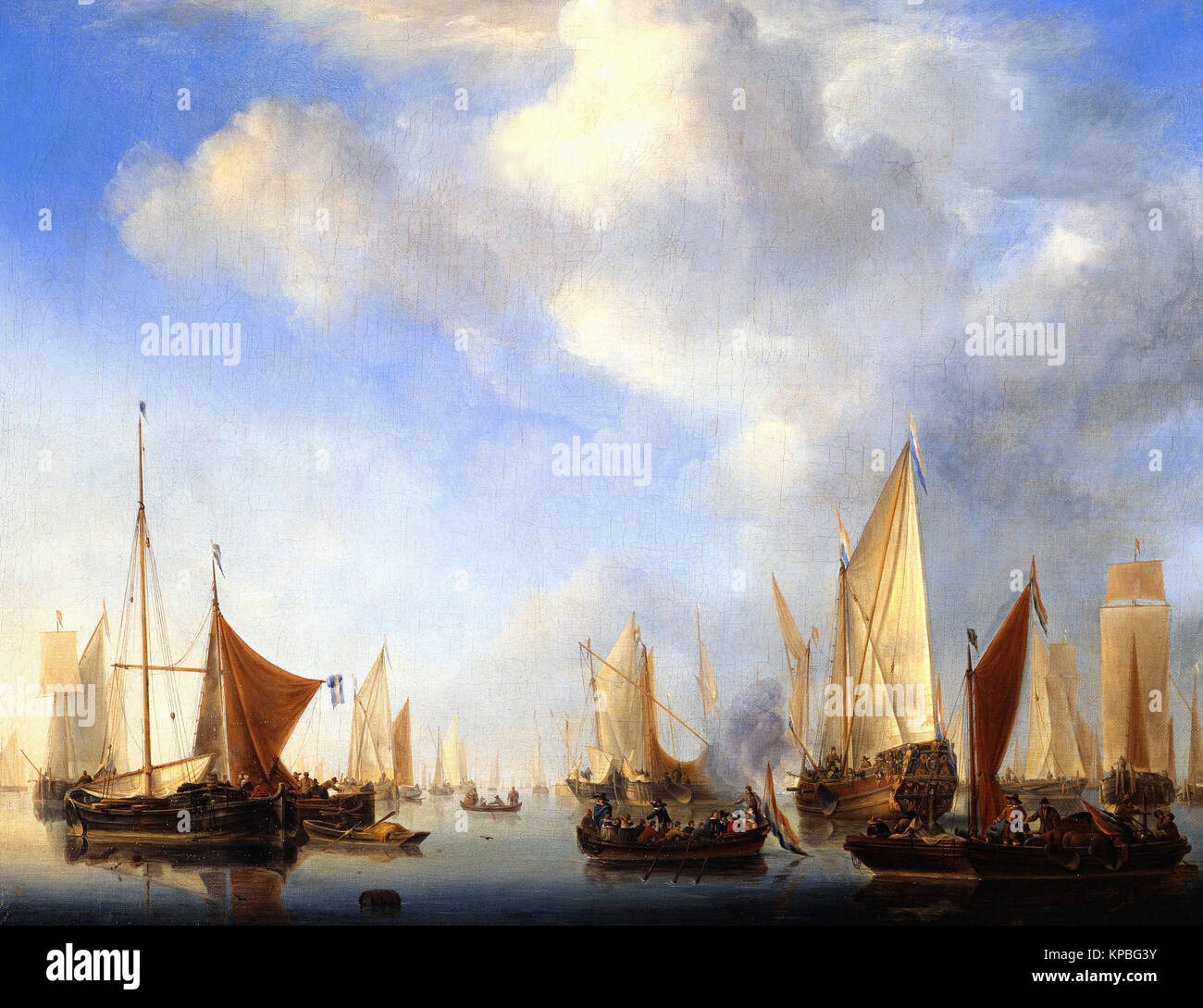 Wilhem Van De Velde - Die kleine Flotte aus dem 17. Jahrhundert Stockfoto