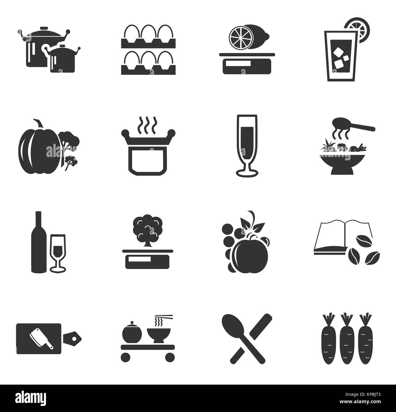 Essen und die Küche Icons set Stockfoto