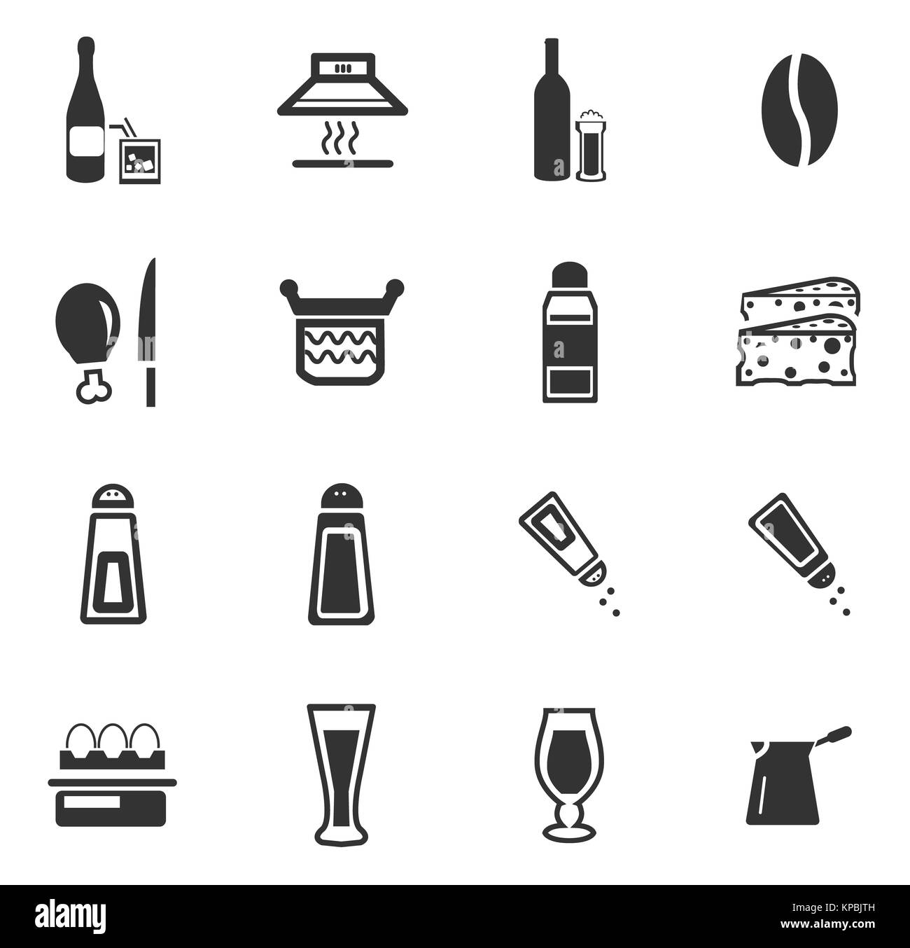 Essen und die Küche Icons set Stockfoto