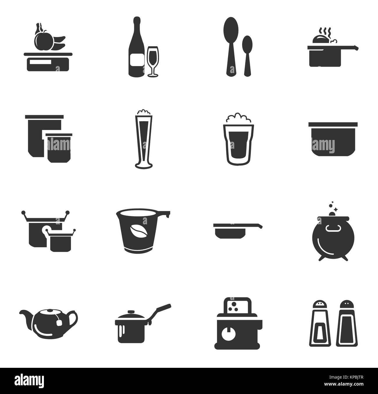 Essen und die Küche Icons set Stockfoto