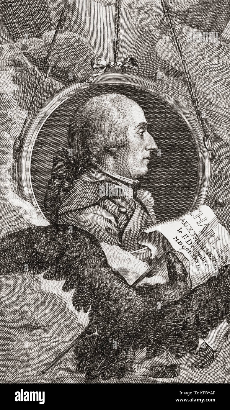 Jacques Alexandre César Charles, 1746 - 1823. Der französische Erfinder, Wissenschaftler, Mathematiker, und Ballonfahrer Stockfoto