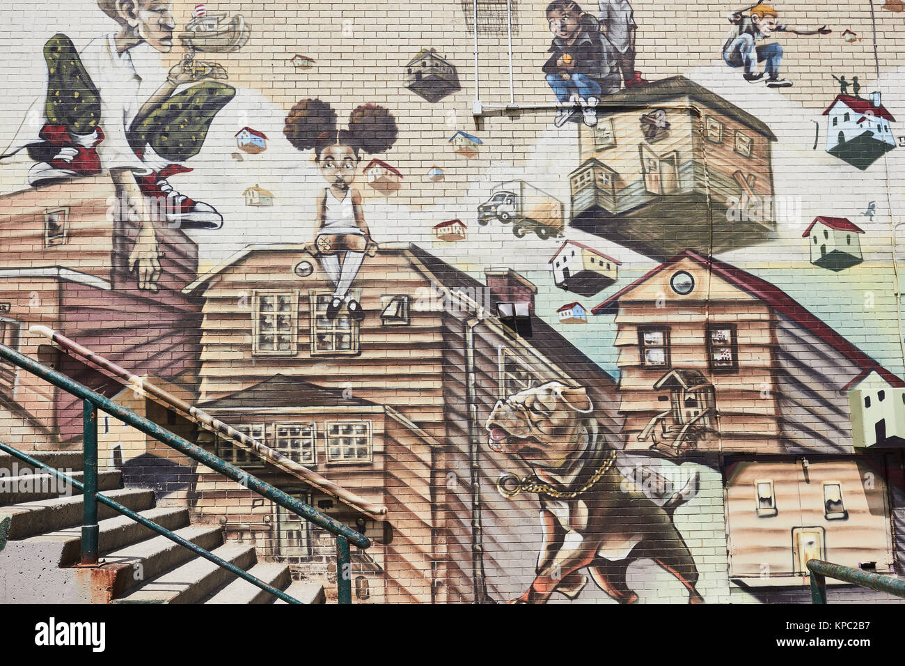 Urban Wandbild auf einer Wand in Mulgrave Park, Halifax, Nova Scotia, Kanada Stockfoto