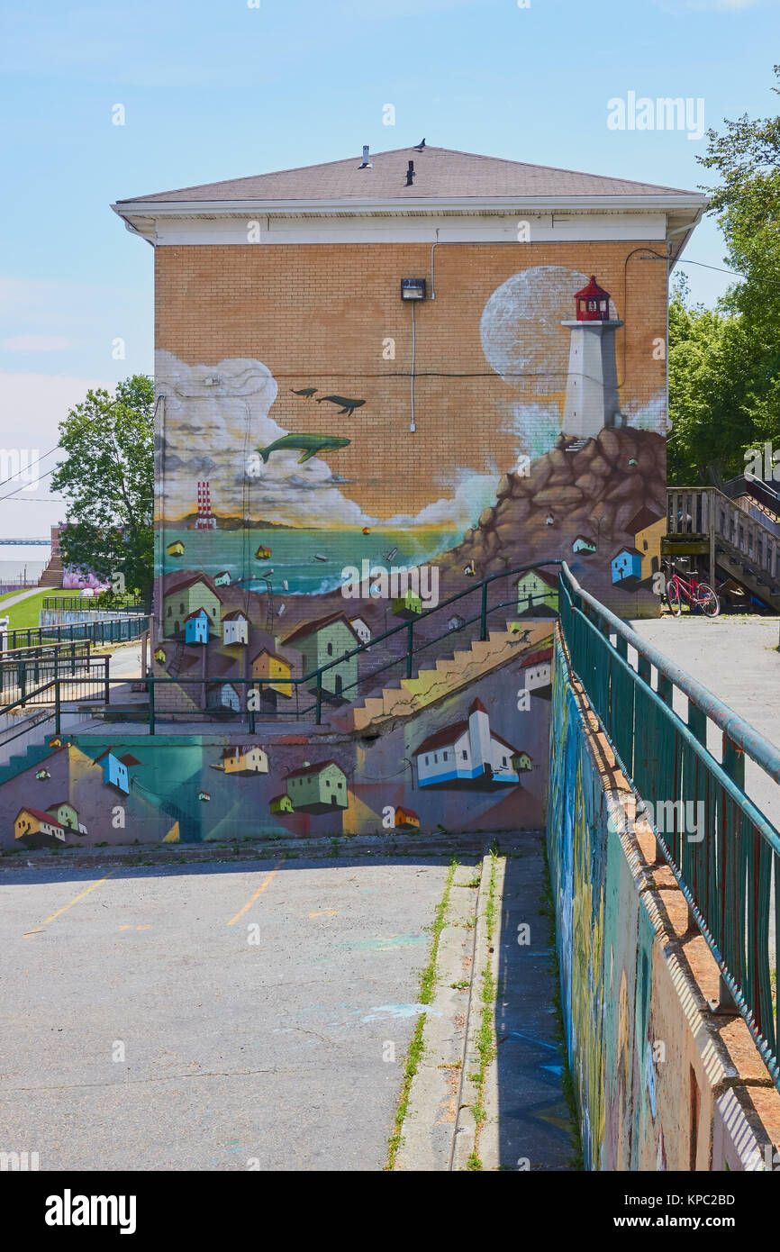 Urban Wandbild auf einer Wand in Mulgrave Park, Halifax, Nova Scotia, Kanada Stockfoto