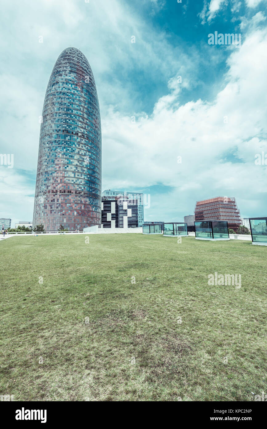 Jean Nouvel Wolkenkratzer Torre Agbar in Barcelona Stockfoto