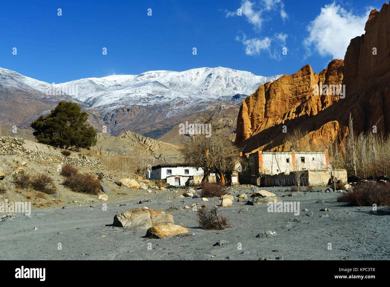 Häuser in Dhakmar, Upper Mustang, Nepal. Stockfoto