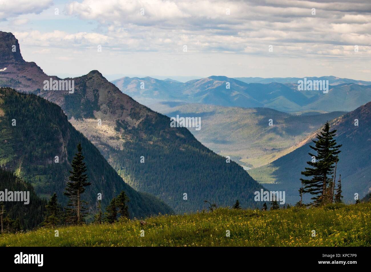 Blick auf die Berge von der kurvenreichen Straße in Montana Stockfoto