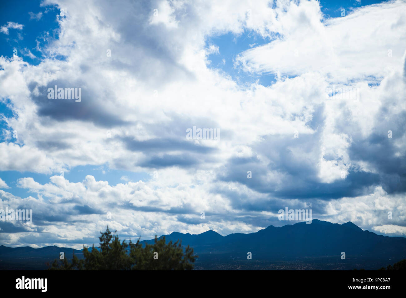 Cumulus Wolken am blauen Himmel, New Mexico Stockfoto
