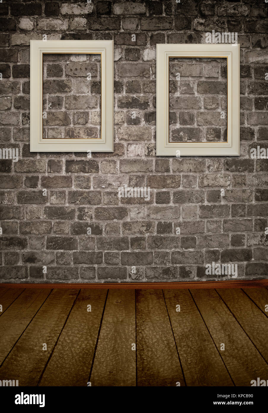 Zwei weiße Holzrahmen für die Gestaltung der Foto. Stockfoto