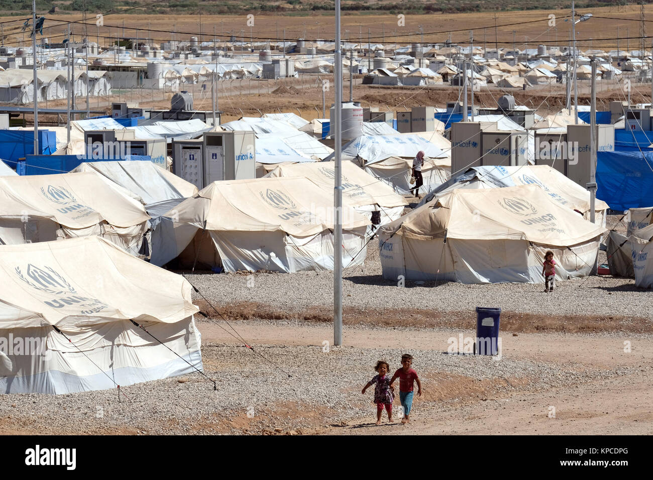 Hasansham Flüchtlingslager für intern Vertriebene (IDP) aus Mossul in der Nähe von Erbil im Norden des Irak, Autonome Region Kurdistan, Irak Stockfoto