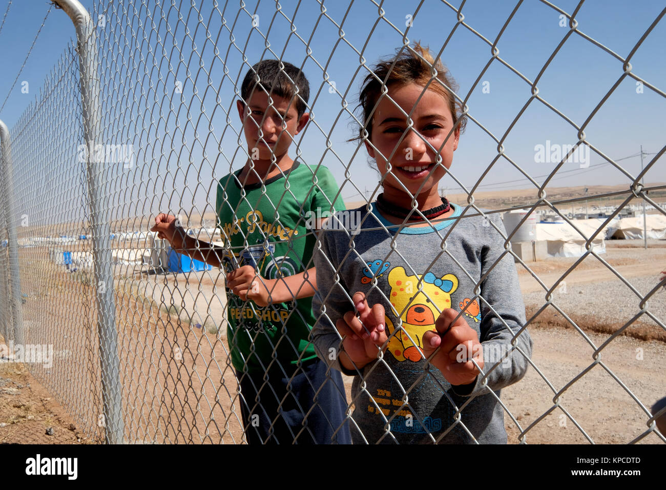 Hasansham Flüchtlingslager für intern Vertriebene (IDP) aus Mossul in der Nähe von Erbil im Norden des Irak, Autonome Region Kurdistan, Irak Stockfoto