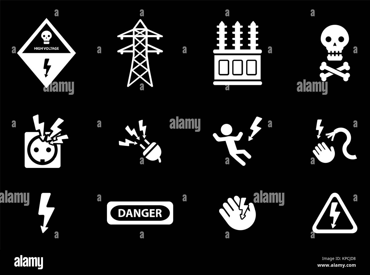 Hohe Spannung einfach Symbole Stockfoto