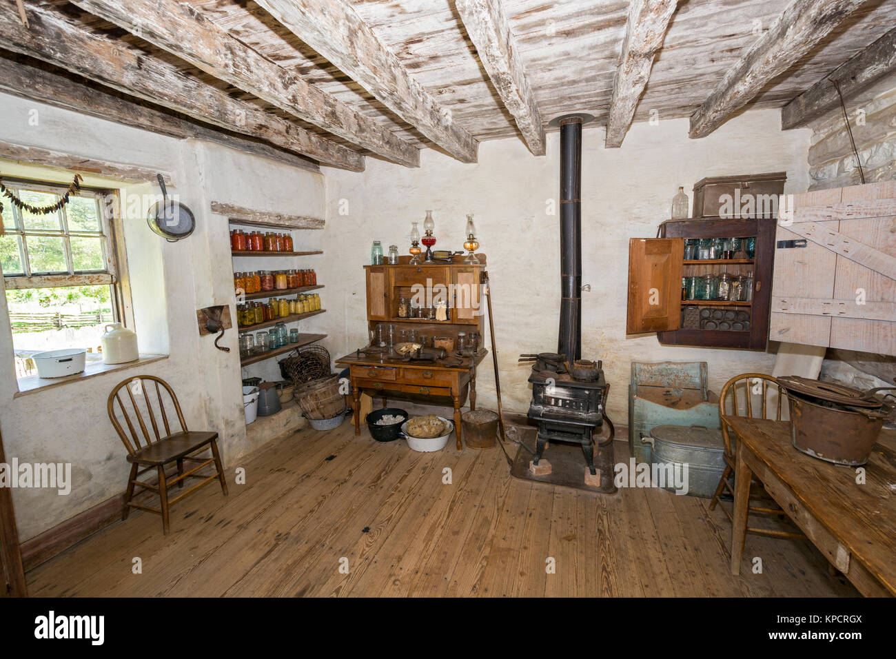 Texas, Stonewall, LBJ State Park und historischen Ort, Sauer-Beckmann, Living History Farm, ca. 1915-1918, Bauernhaus Interieur, Küche Stockfoto