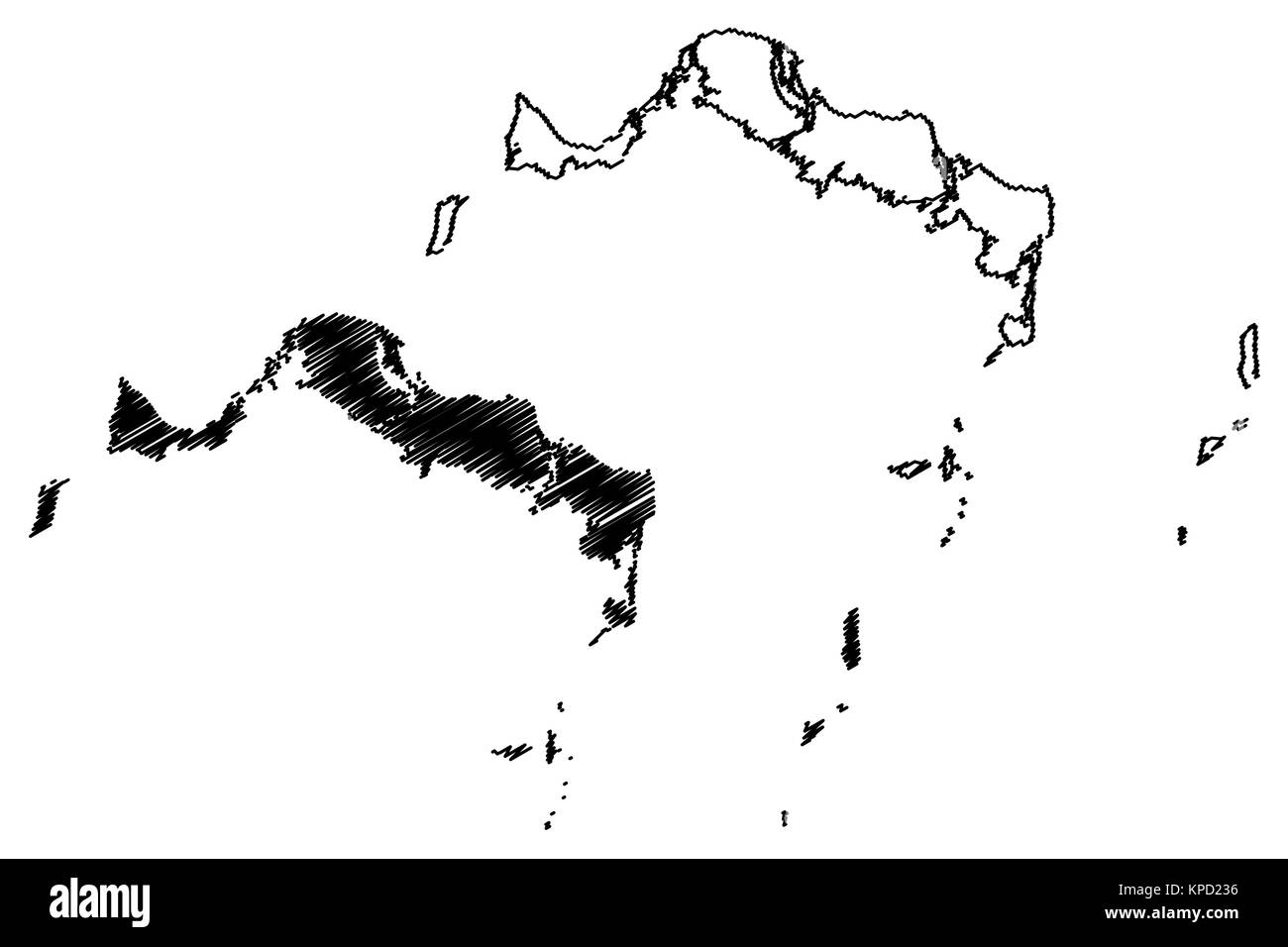 Turks und Caicos Inseln Karte Vektor-illustration, kritzeln Skizze Turks- und Caicosinseln Stock Vektor